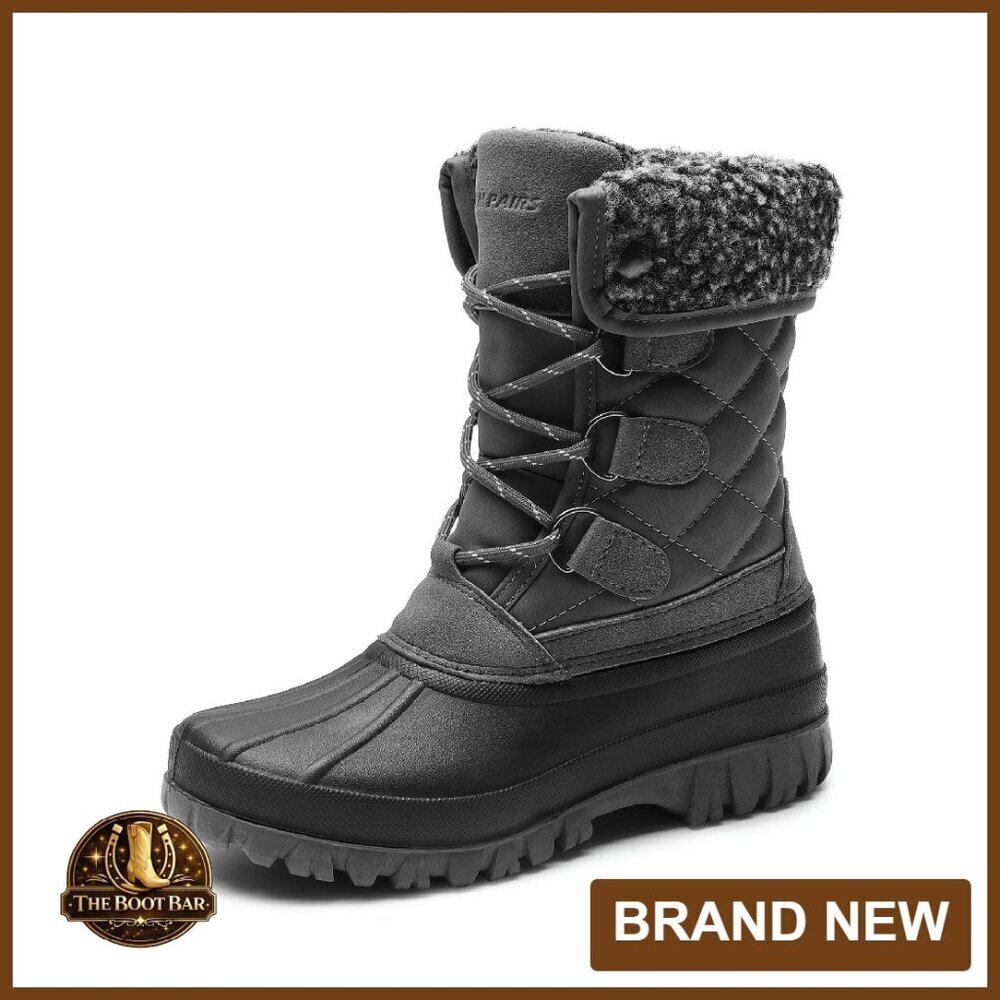 Women's Waterproof Winter Snow Boots Mid Calf Faux Fur Lined